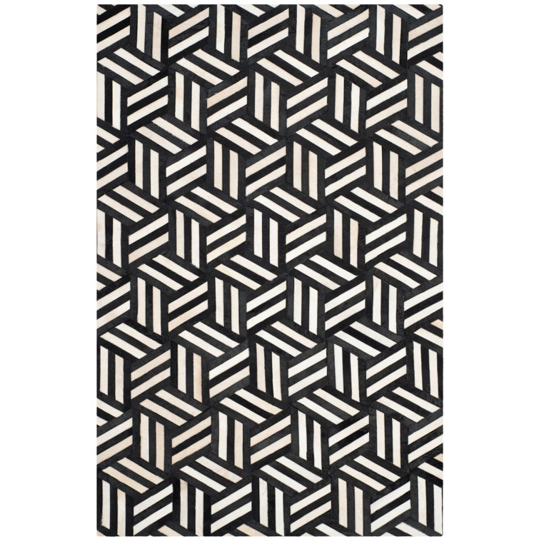 Stasia Hand Woven Leather Geometric Rug