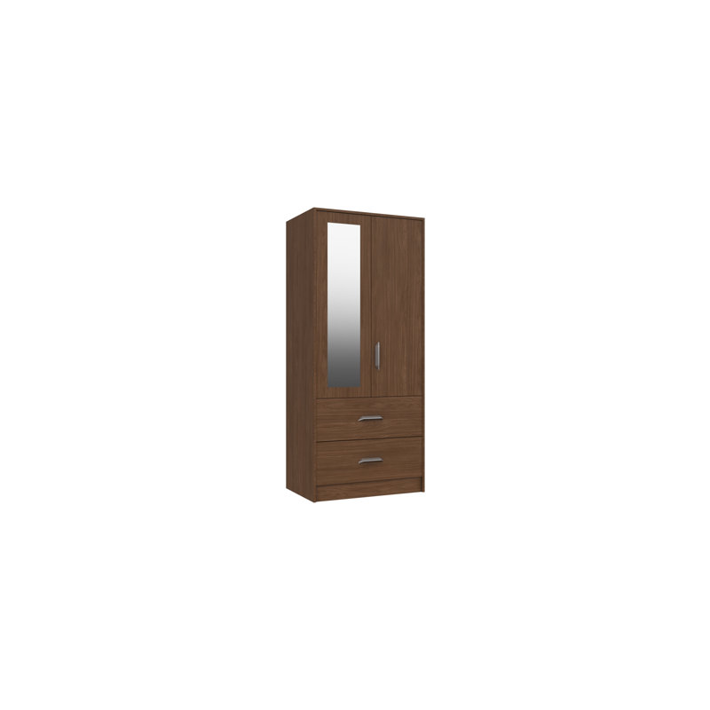 Zakariyah 2 Door Manufactured Wood Wardrobe, Walnut