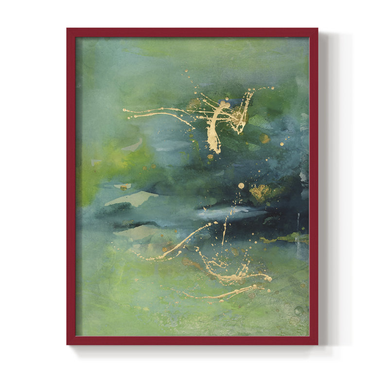 «Peaceful Diptych II», reproduction encadrée - bois massif, Cadre simple rouge, H 10 po x l 8 po