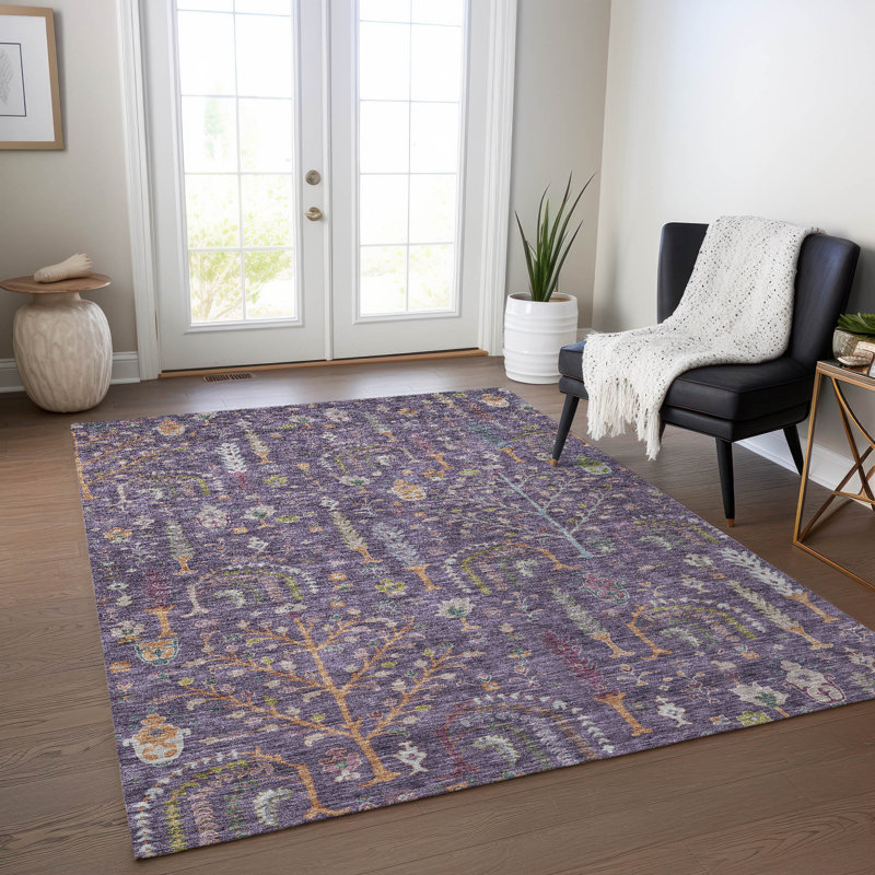 Tapis aubergine intérieur / extérieur lavable à la machine Cicel ACN1152, Rectangle 8 pi x 10 pi
