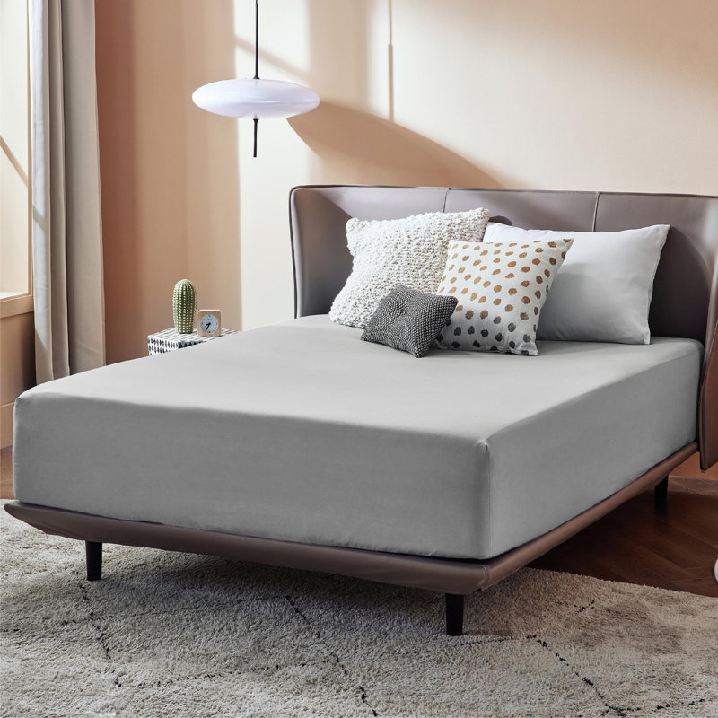 Bedsure Bed Fitted Sheet With 16 Inch Deep Pocket, Light Gray, King Fitted Sheet