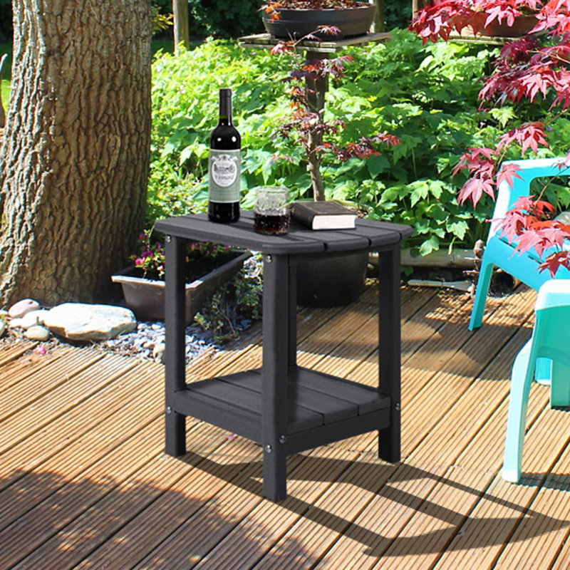 Outdoor Side Table, 2-tier  Adirondack End Table, Black
