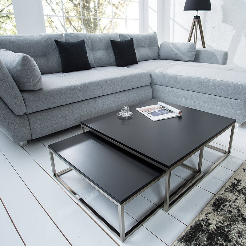 Gwyneth Frame Coffee Table, Black, Chrome colour