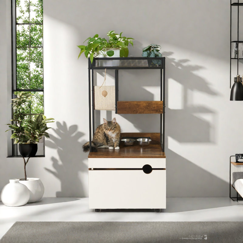 Enceintes de litière pour chat avec tour d'arbre à chat, meubles pour chat, armoire à chat