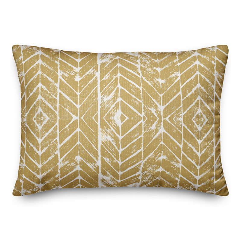 Housse et insert de coussin rectangulaire d'extérieur Distress Chevron 16, Jaune