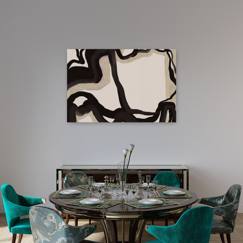 «Flowing Organic Curves», impression d'art contemporain abstrait minimaliste, H 32 po x l 48 po