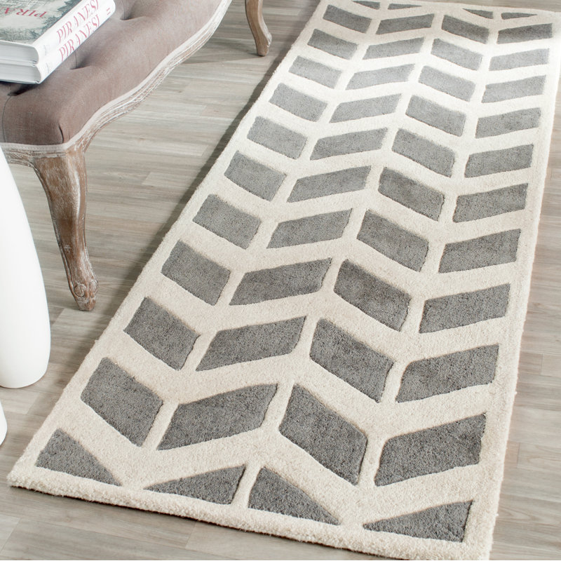 Chevron Wool Hand Woven Area Rug, Runner 69 x 213 cm