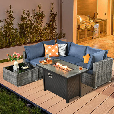 Chappotin Wicker 4 - Person Modular Patio Conversation Set with Cushions