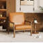 Méridienne moderne à haut dossier avec cadre en bois de polyuréthane et rotin, chaise d'appoint pour le salon ou la réception, brun