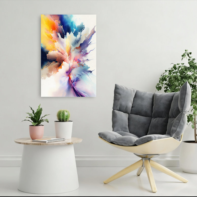 Vibrant Color Explosion Abstract Bold Colorful Violet Wall Art Print 1 Piece Wrapped Canvas Wall Art, 91.44cm H x 60.96cm W