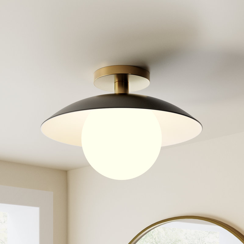 Robin Glass Semi Flush Mount, Matte Black