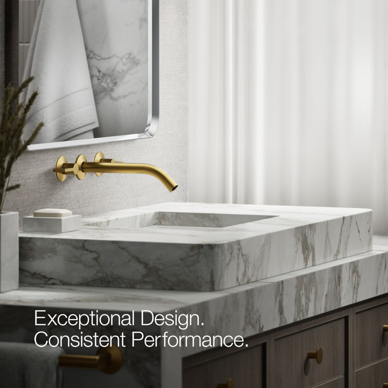 Components Wall-Mount Bathroom Sink Faucet Trim, Vibrant Brushed Moderne Brass