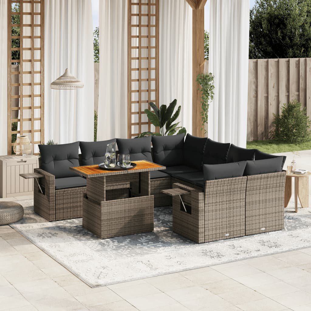 vidaXL Gartenmöbel Sofa Garten Garnitur Lounge Sitzgruppe 9-tlg. Poly Rattan