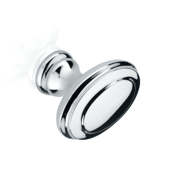Poignée ronde Queen's, Chrome brillant, H 1,5 po x l 1,25 po x P 1,25 po