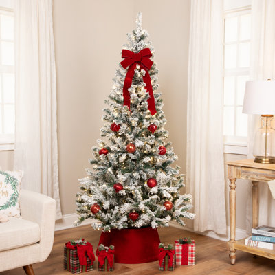 Arbre de Noël artificiel pin blanc enneigé 9 pi avec lumières DEL blanc chaud