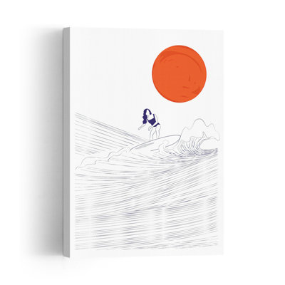 Sunsetsurfing Minimalist Abstract Beach Ocean Wall Art Print