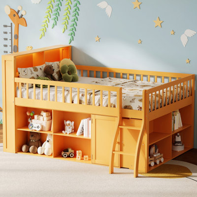 Lit mezzanine avec rangement, tête de lit avec lumière DEL