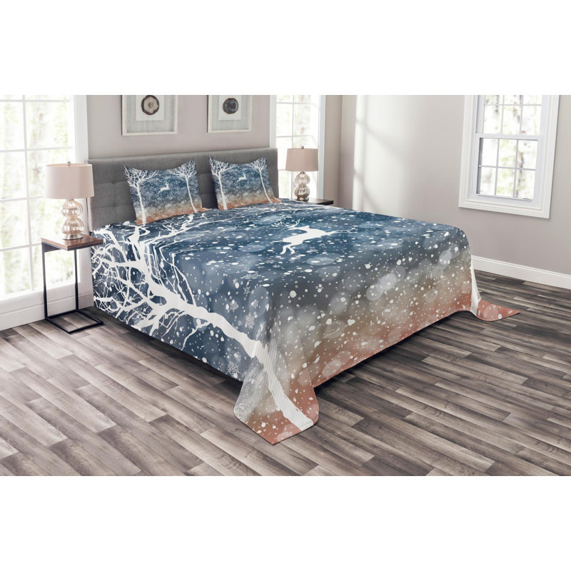 Rustic Polyester Geometric Shapes Coverlet, King Coverlet + 2 Shams