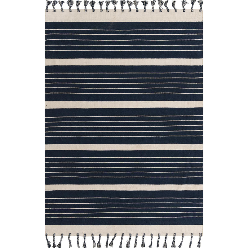 Gwin Cotton Striped Indoor Rug, Rectangle 7' x 10'