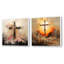 Minimalisme floral, croix religieuse - ensemble de 2 collages carrés-1467294477-1467294472