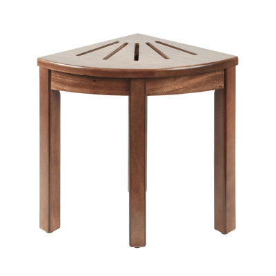 Banc de douche en bois massif à 1 niveau NABYTOK, chaise de salle de bain 12 po x 12 po x 15 po avec rangement pour la douche, tabouret de coin pour la douche intérieure, assemblage requis (bois naturel, bois de nacre)