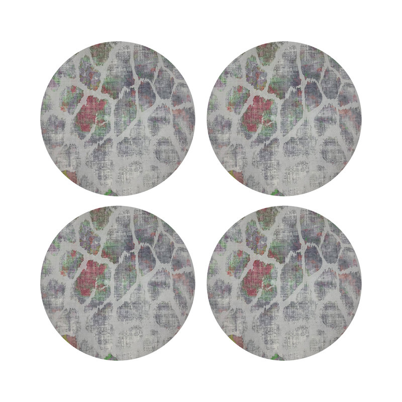 Giraffe Holiday Vegan Leather Round Coasters, Holiday