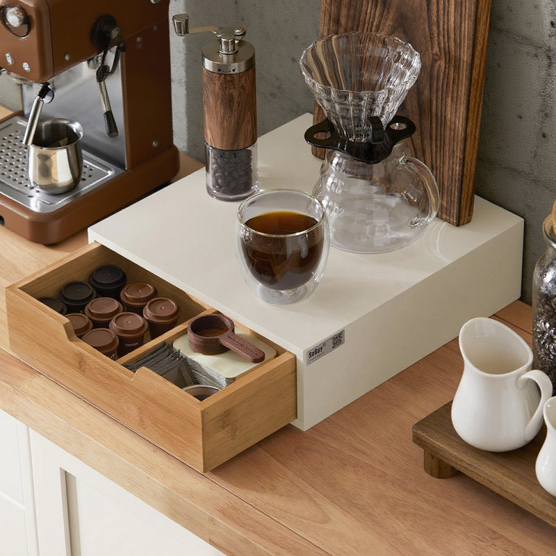 Latitude Run Winon Coffee Pod Storage, White/Brown