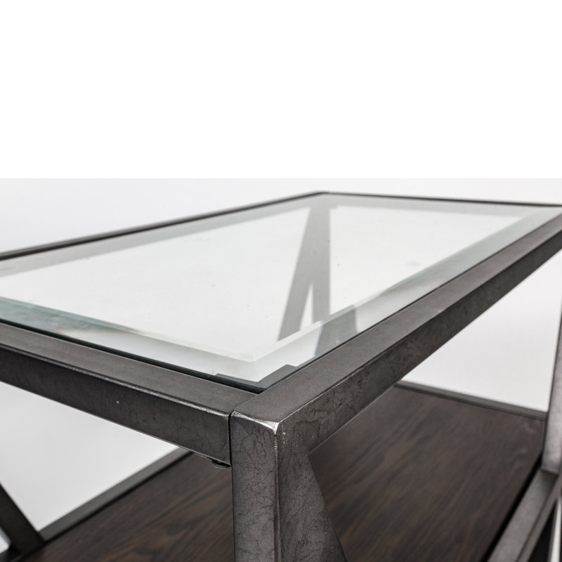 Collingdale Glass Shelf End Table with Storage