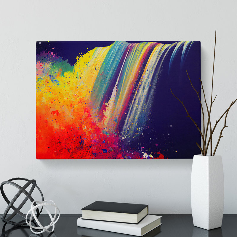 Waterfall Paint Splatter Vol.1 Abstract - Wrapped Canvas, 40cm H x 60cm W x 3cm D