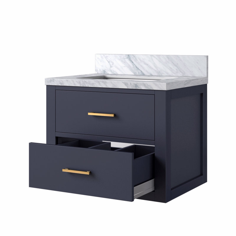 Meuble-lavabo simple 24 po X P 18 po D, avec plateau en acrylique, Bleu
