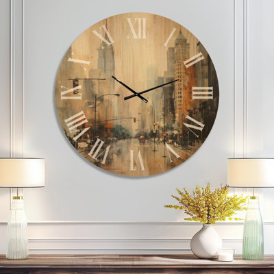 Horloge murale surdimensionnée en bois Skyline