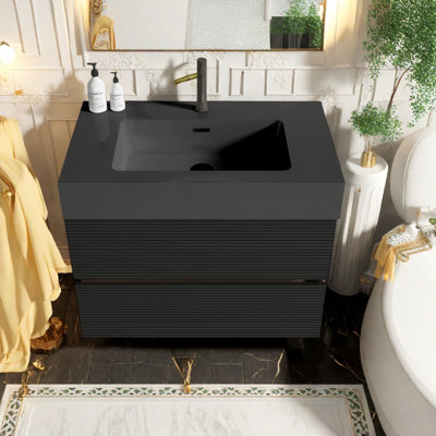 Modern Vanities With Sink, Durable Mdf And Pine Wood, Elegant Floating Design For Compact Bathrooms
