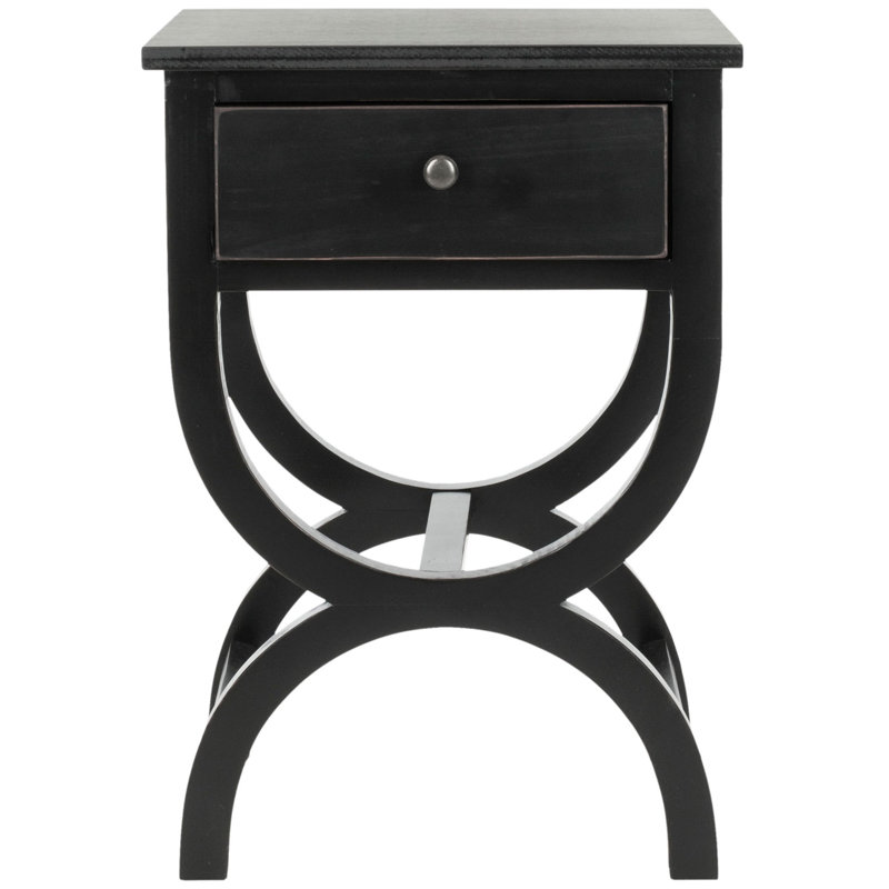 Table de chevet compacte et moderne de style moderne et rétro l 18 po avec tiroir caché de conception classique, Noir