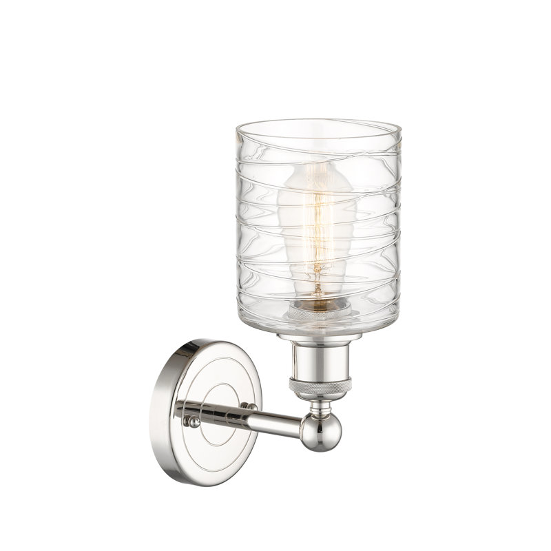 Applique murale à bras en acier 1 lumière Chilchinbito, Nickel poli, Tourbillon déco