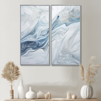 Gris et bleu, charme de glacier, art liquide - paysages, glacier, art mural 2 panneaux