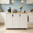 Fluted Cabinet Rolling Kitchen Island with Drop Leaf Top, Adjustable Interior Shelves & Convertible Feet Design-1106134006