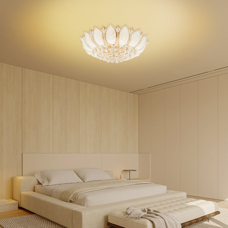 New Crystal LED Chandelier Ceiling Light Flush Mount Lighting Fixture