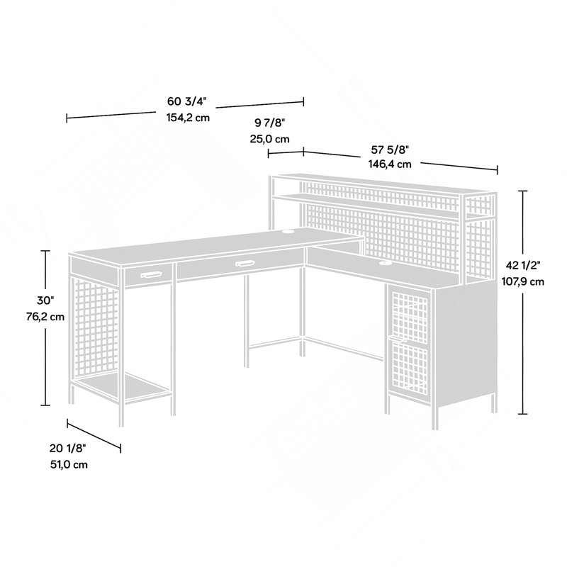 Bureau en L, bureau à structure métallique, bureau d'écriture pour la maison, bureau