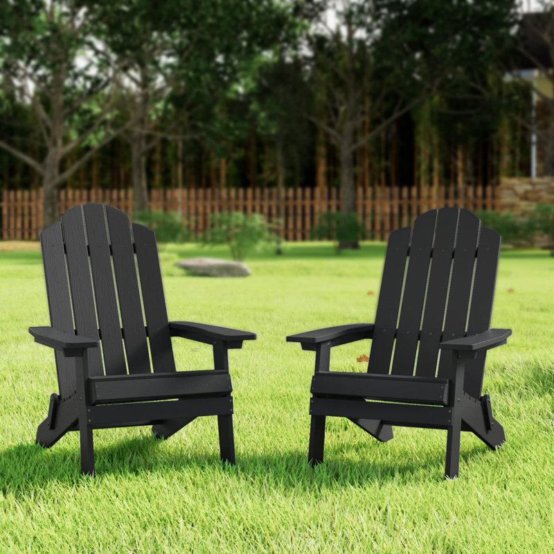 Suzzette Foldable Outdoor Adirondack Set, Black