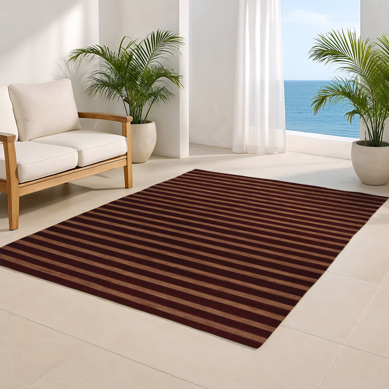 HorizontalStripes Black Indoor and Outdoor Area Rug, Rectangle 2' x 3'