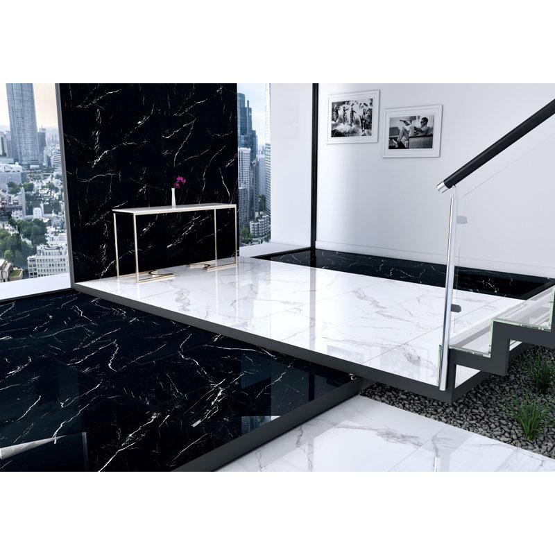 Marquina 24" x 28" Porcelain Marble Look Tile Wall Floor Use Tile