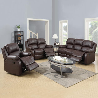 Albertdine 3 Piece Faux Leather Reclining Living Room Set