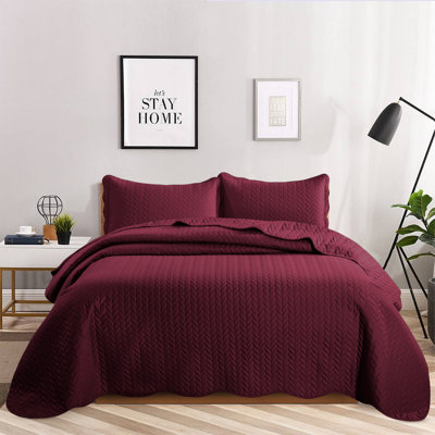 Embossed Microfiber Bedspread Set For King – Oversized, Soft & Dust-Resistant, 3-Piece