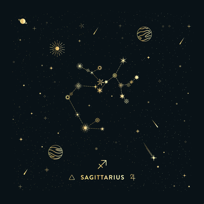 " Sagittarius Constellation Gold " by Cuss Yeah Designs, 20" H x 20" W