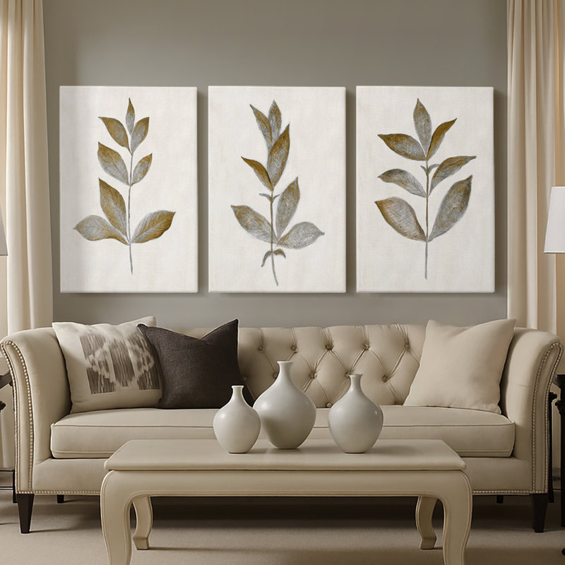 Bronze Bronze I - Toile tendue avec châssis sur mesure - 3 pièces, H 12 po x l 24 po