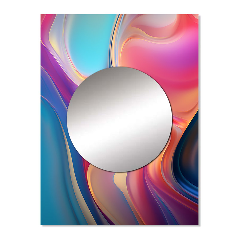 Transitionnel rose et bleu formes V - miroir mural décoratif de formes transitionnelles, miroir moderne, impression d'art en métal