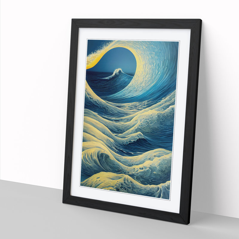 Seascape Ocean Design Vol.1 1 Piece Single Picture Frame Wall Art, 34cm H x 25cm W x 2cm D, Oak