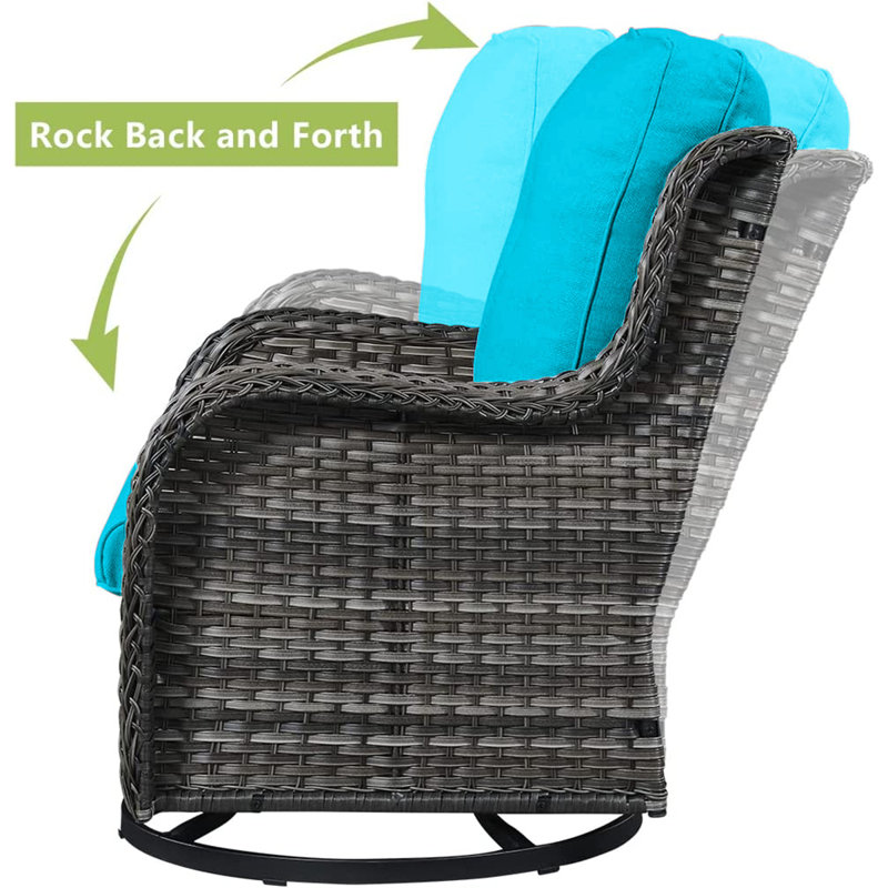 Fauteuil oscillant d'extérieur en osier Tonry, Turquoise