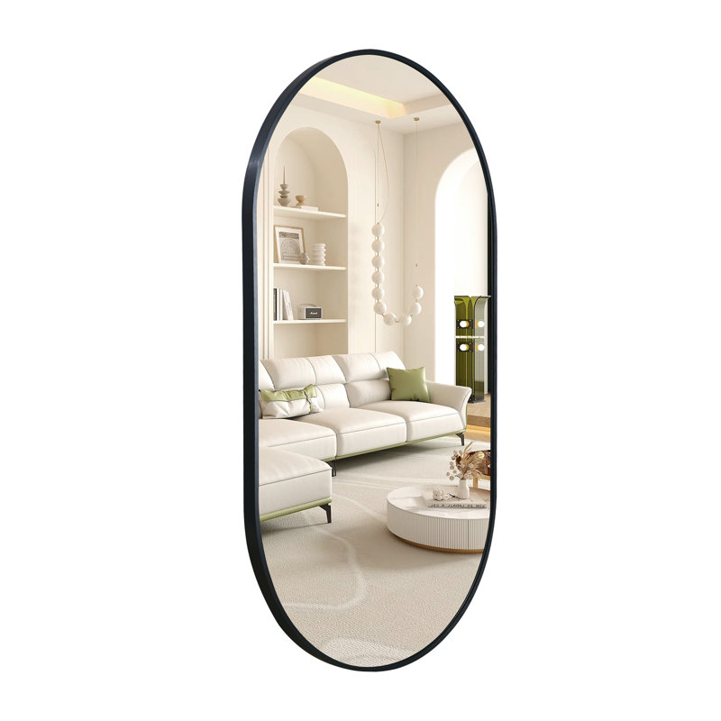 Settimia Metal Flat Wall Mirror, Black, 33" x 20"