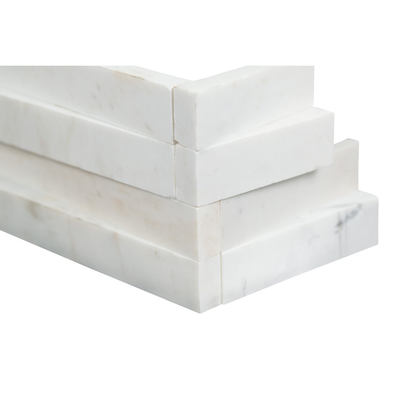 Carreau d'angle mural en marbre adouci Stonecrest Snow 6 po x 18 po, Neige